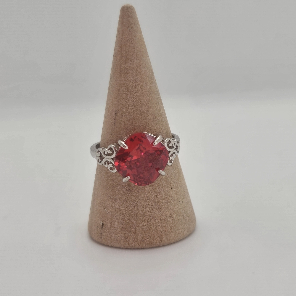 Elegant Orange CZ Gemstone Sterling Silver  Ring
